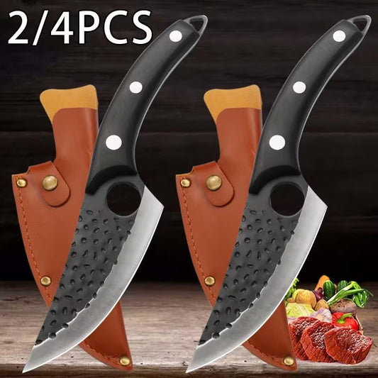 2/4pcs Sharp Chef Meat Fruit BBQ Knife Perfect Gift for Family Travel Anti-Stick Ergonomic Handle Multipurpose Stainless Steel Sashimi Knife Unique Kitchen Gadgets