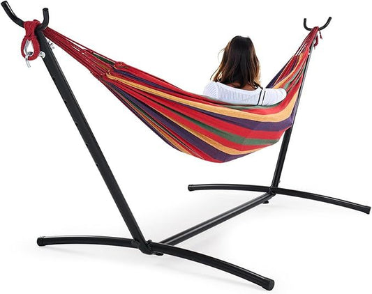 🌿 Relax Anywhere: Double Hammock with Stand – 450lb Capacity, Portable & Ultra-Soft