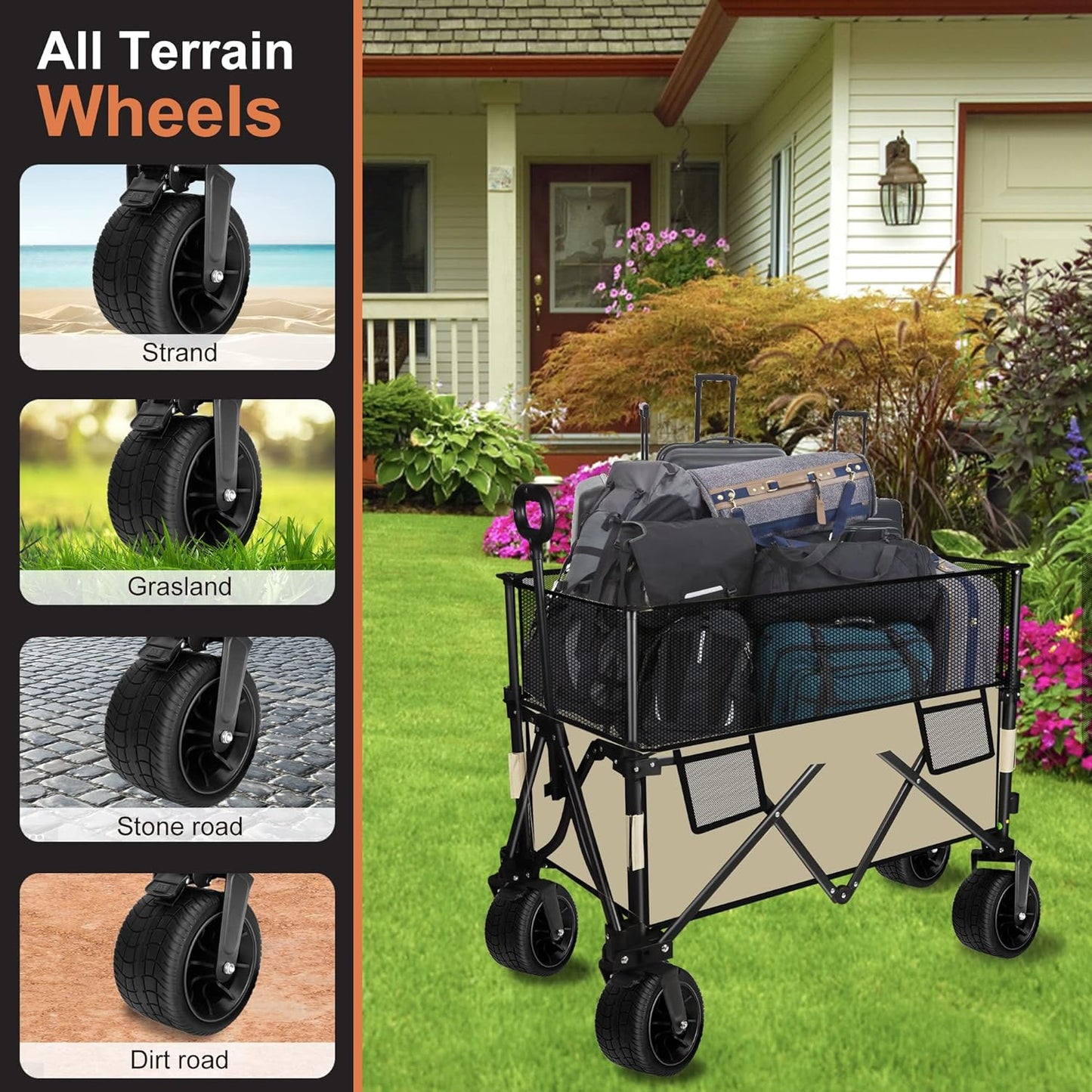 🛒 230L All-Terrain Folding Wagon – Heavy‑Duty, Collapsible & Adventure Ready 🏕️