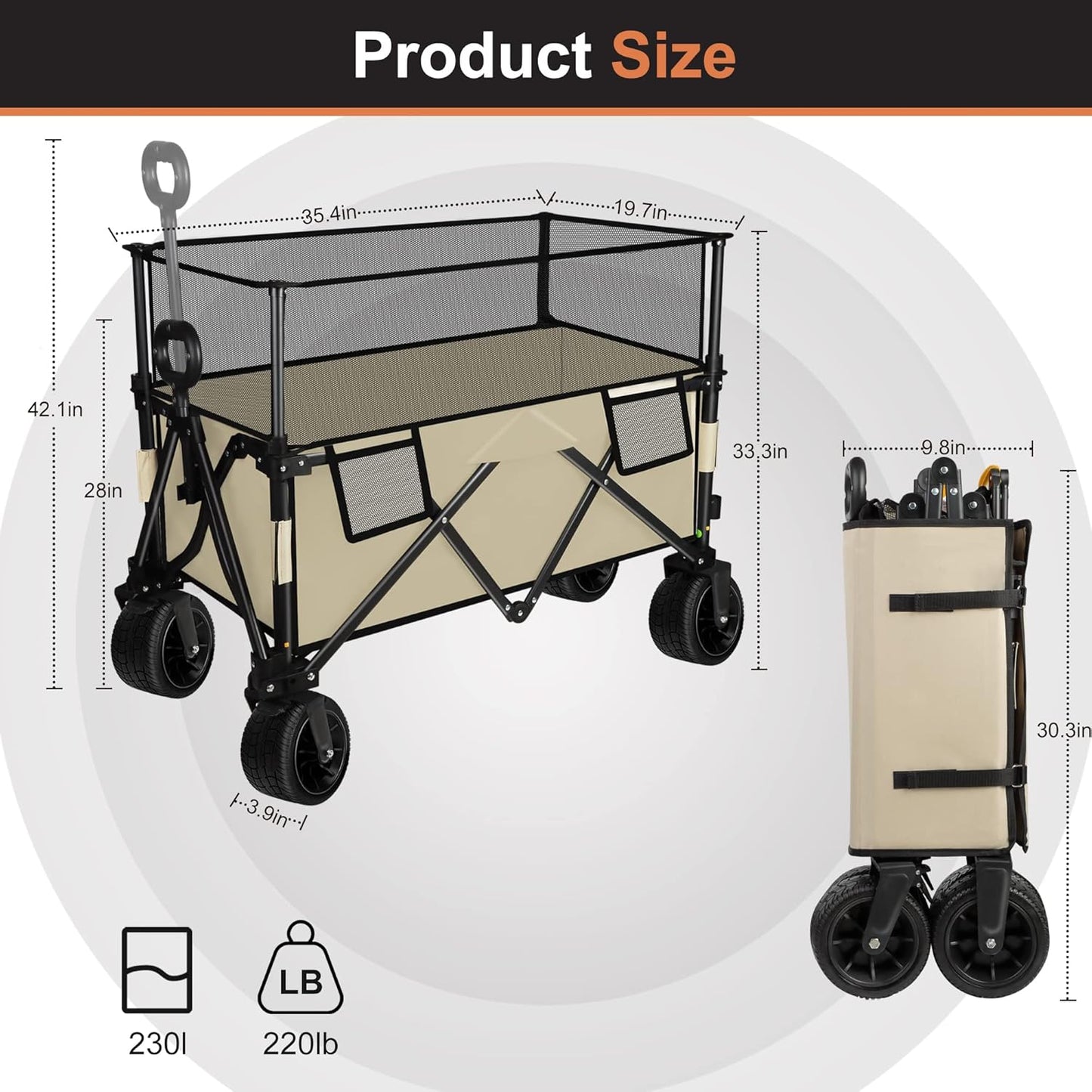 🛒 230L All-Terrain Folding Wagon – Heavy‑Duty, Collapsible & Adventure Ready 🏕️